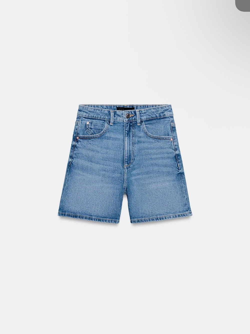 Zara Mid Rise Mom Fit Light Blue Denim Shorts